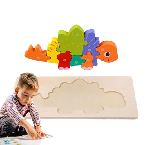 Cushangty 3D-Cartoon-Puzzles,Dinosaurier-Puzzles aus Holz | Cartoon Dinosaurier Holzpuzzle Lernspielzeug - Lustiges sensorisches Puzzle-Spielzeug für Vorschulkinder und Kinder über 3 Jahre von Cushangty