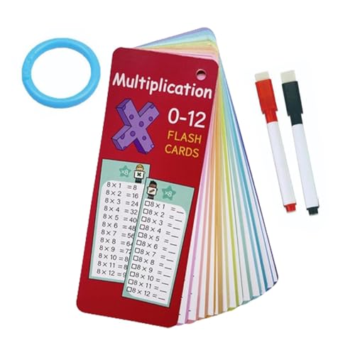 Cushangty Additions-Lernkarten, Multiplikations-Lernkarten - Löschbare Mathematikkarten für Kinder | Additions-Lernkarten, 14-faches Zahlen-Mathe-Lernkartenspiel für die Schule zu Hause von Cushangty