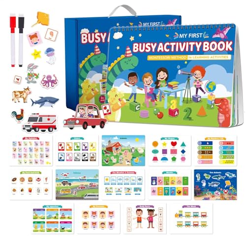 Cushangty Busy Book Lernspielzeug, Bücher über Lernaktivitäten im Vorschulalter | Vorschul-Leseaktivität Handschriftliches Buch | Reisebuch zum sensorischen Lernen für Kleinkinder, Mädchen, Familien von Cushangty