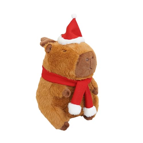 Cushangty Capybara-Plüschtier,Gefülltes Capybara-Plüschtier - Süßes Weihnachts-Capybara mit Geweih-Stofftier | 30 cm großes Plüschtier, lustiges Cartoon-Capybara-Festival-Plüschtier für Kinder und von Cushangty