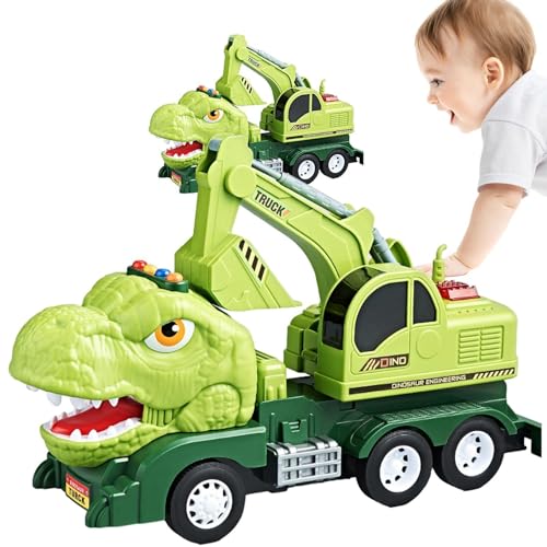 Cushangty Dinosaurier-Autospielzeug, Dinosaurier-LKW-Spielzeug - Spielzeugfahrzeuge LKW-Spielzeug,Zurückziehbares Auto, Dinosaurier-Technikfahrzeug-Dino-Spielzeug, von Cushangty