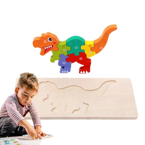 Cushangty Dinosaurier-Puzzles für Kinder,3D-Holzpuzzles für Kinder - Cartoon Dinosaurier Holzpuzzle Lernspielzeug | Frühlernendes Kinder-Puzzlespielzeug für Kinder, und Mädchen ab 3 Jahren von Cushangty