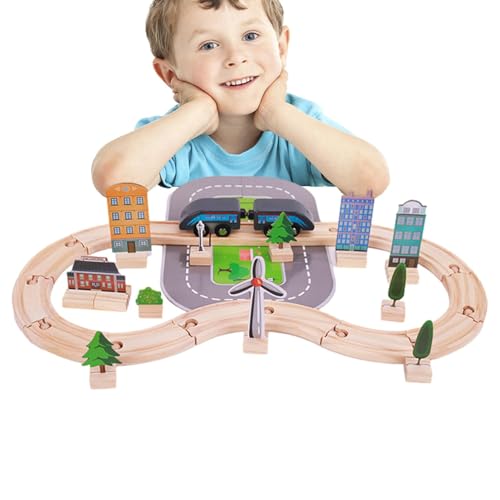 Cushangty Eisenbahnset für Kinder,Kleines Eisenbahnset,46-teiliges Kindereisenbahn-Spielzeug, Kleinkind-Eisenbahn-Set, Eisenbahn-Set mit Gleisen | Puzzle-Zugschiene Spielzeug-Zuggleis-Spielset von Cushangty