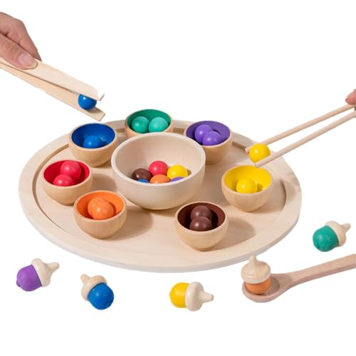 Cushangty Farbanpassungsspiel, Farbsortierspielzeug aus Holz, Pädagogische Farbsortierkugeln aus Holz, Farbklassifizierung für Kinder, kreatives sensorisches Spielzeug für Zuhause, Kindergarten von Cushangty