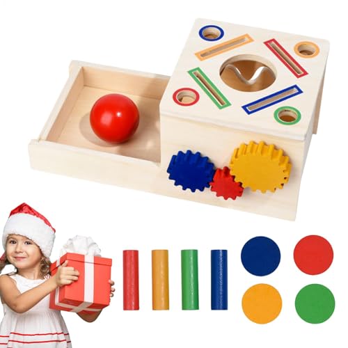 Cushangty Feinmotorische Fähigkeiten sensorisches Spielzeug, hölzerne sensorische Matching -Spiele - Kinder -Holzform Sorting Coin Box - Mehrzweck-Entwicklungsspielzeug für Weihnachten, Ostern, von Cushangty