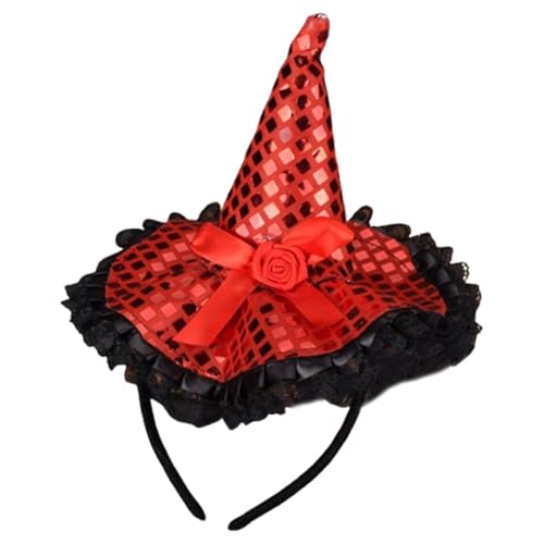 Cushangty Hexenhut Stirnband Erwachsene,Hexenhut Stirnband | Pailletten Spitze Hexen Stirnband Halloween Stirnbänder - Kostümhut, eleganter Haarreifen für Halloween-Weihnachtsparty-Kostüme von Cushangty