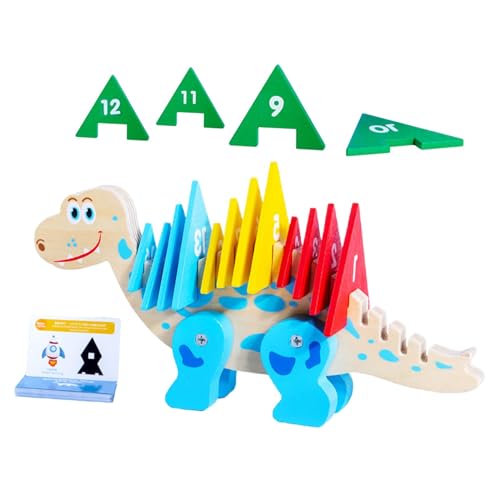 Cushangty Hölzerne Dinosaurier -Rätsel, Dinosauriernummer Puzzle - Kognitiver Bildung Interaktives Puzzlespielzeug,Kinder Lernen Spiele, Mathematik -Vorschulspielzeug für Mädchen und im Alter von 3+ von Cushangty