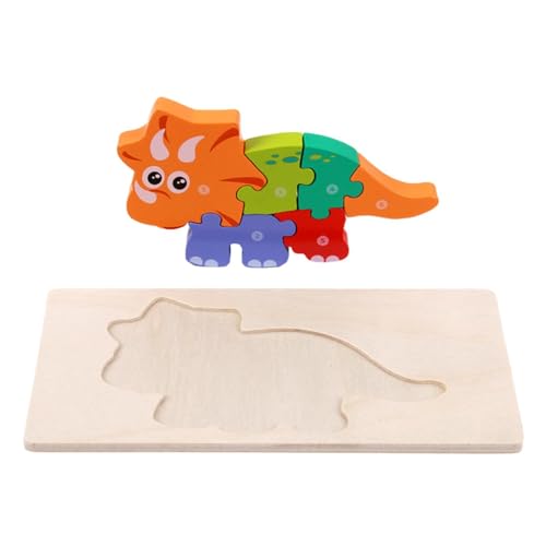 Cushangty Holz-Dinosaurier-Puzzles, pädagogisches 3D-Cartoon-Puzzle | Cartoon Dinosaurier Holzpuzzle Lernspielzeug,Lustiges Sinnesspielzeug, frühes Lernpuzzlespielzeug für Kinder ab 3 Jahren von Cushangty