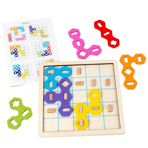 Cushangty Holz-Puzzles, Rätsel mit geometrischen Blöcken, Denksport-Rätsel, pädagogisches, farbenfrohes sensorisches Spielzeug für Kinder ab 3 Jahren, und Mädchen von Cushangty