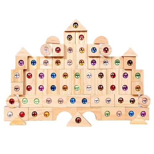 Cushangty Holzbausteine Set,Regenbogen Stapelblock,Regenbogen Stapelspielzeug aus Holz Blöcke Spielzeugset Gebäude Stapelwürfel,Pädagogisches sensorisches Lernspielzeug von Cushangty