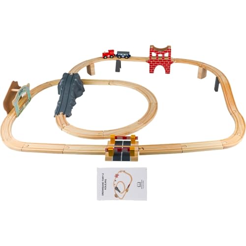 Cushangty Holzeisenbahn-Set, Holzeisenbahngleise,Eisenbahnsystemspielzeug | Interaktives Eisenbahnset, Bauspielzeug mit Eisenbahnzubehör für Mädchen im Alter von 3–5 Jahren von Cushangty