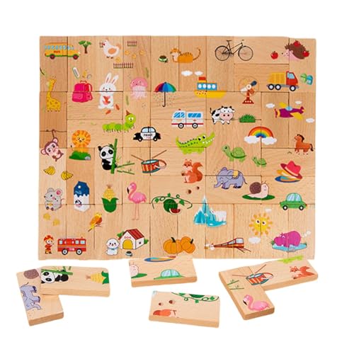 Cushangty Holzpuzzles Kleinkindspielzeug, Vorschulpuzzles Spielzeug,Klassisches 40X-Puzzle aus Holz - Zweiseitige Puzzles, Vorschul-Zahlen-Lernspielzeug für Zuhause, Schule, Kindergarten von Cushangty