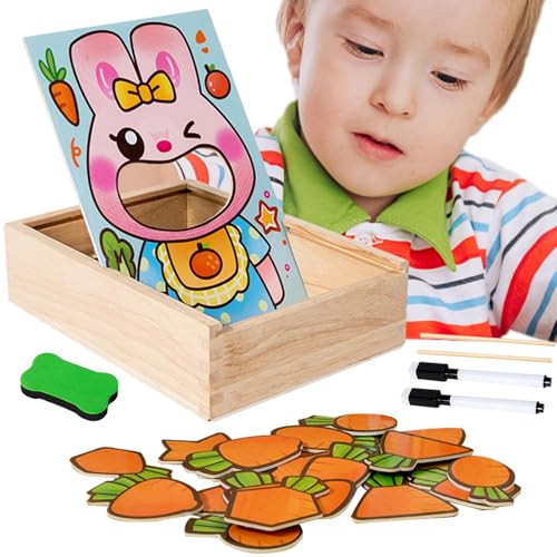 Cushangty Holzpuzzles für Kinder, Holzpuzzlespielzeug - Cartoon-Kaninchen-Puzzlespiel,Multifunktionales Kaninchen-Lernpuzzle für Kleinkinder, frühes Kaninchen-Puzzlespielzeug für Kinder von Cushangty