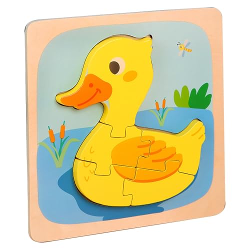 Cushangty Holztierpuzzle,Tierpuzzle Holz - Lustiges zusammengebautes Puzzle,Hölzerne Hirsch-Enten-Frosch-AFFE-Fisch-Löwe-Tierpuzzles, niedliches Tierpuzzle, frühes Lernspielzeug für Kinder von Cushangty