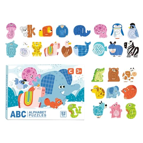 Cushangty Kinderbrief Puzzle, Kinder Alphabet Puzzle | 52X/Set Magnetic Cognitive Tier -Rätsel,Feinmotorik -Aktivitätsspielzeug, Kinder Lernen Spiele für, Mädchen ab 3 Jahren von Cushangty