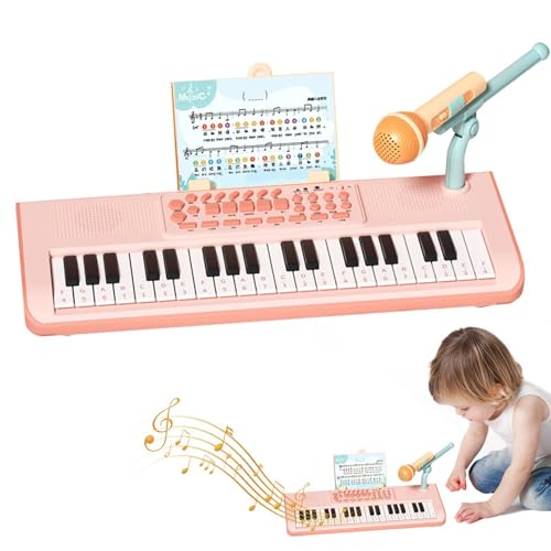 Cushangty Kindertastatur Klavier - 37-Tasten-Musikklavier mit Mikrofon - Tragbares multifunktionales elektronisches pädagogisches Musikgeschenk-Spielzeug für Mädchen, , Anfänger von Cushangty