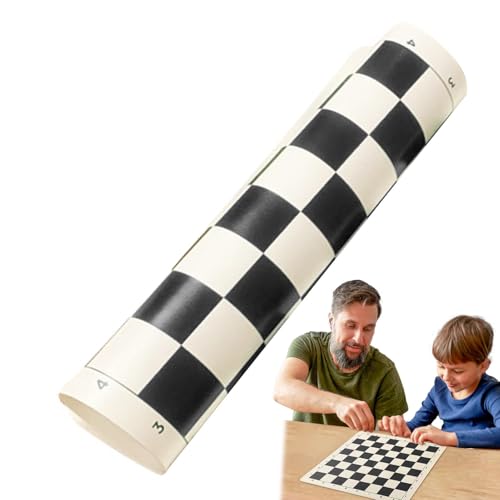 Cushangty Klappbares Schachbrett, tragbares Schachbrett,Leichtes Turnier-Schachmatten-Schachspielbrett - Square Checkers Faltbrett, rollbares Schachbrett für Familientreffen, Partys von Cushangty