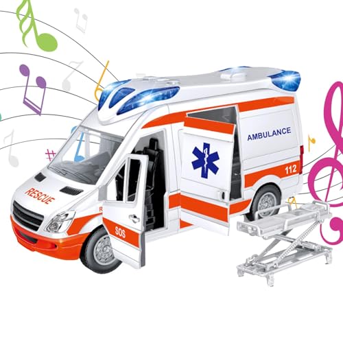 Cushangty Krankenwagen Spielzeugauto,Spielzeugauto Medical Responder,Mit Licht & Sound,Spielzeugauto für Kinder von Cushangty