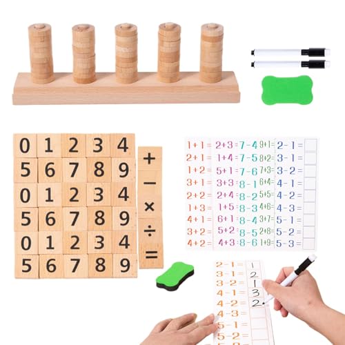 Cushangty Mathe-Zählspiel, Zahlenzählspielzeug aus Holz | Pädagogische Zählpuzzleblöcke - Grundlegende Mathe-Spiel-Vorschul-Lernmaterialien für den Schulklassen-Kindergarten von Cushangty