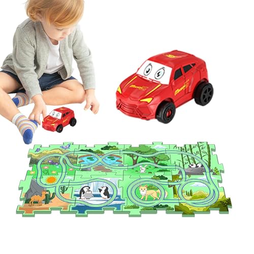 Cushangty Puzzle-Autobahn-Set,Puzzle-Racer-Kinder-Autobahn-Set | Autospielzeug Puzzle-Brett-Lernspiele | Feinmotorik-Spielzeug für Autostrecken, Land-Themen-Puzzle-Racer-Spielzeug für Kleinkinder, von Cushangty