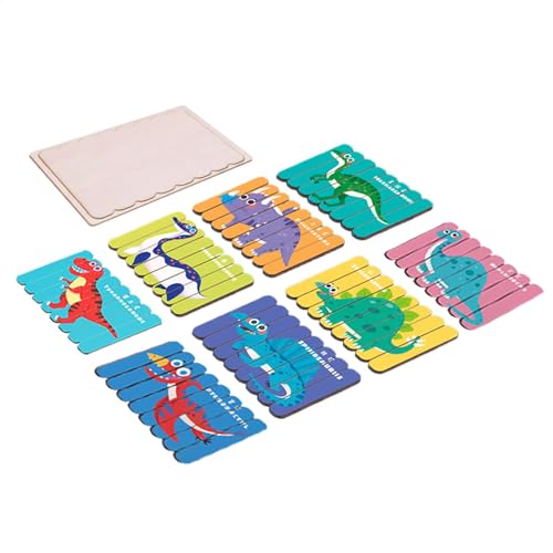 Cushangty Puzzle-Set mit Tiermotiven, Tierstreifenpassungsrätsel,Bunte Rätsel für Kinder - 8X hölzerne Wissenschaftsspiele, Vorschulbildung für, Mädchen, Mädchen von Cushangty