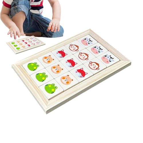 Cushangty Schiebepuzzle Lernspielzeug, Holzschiebepuzzlespiel, Hölzerne Tier-Rutschpuzzlespiele, passende Spielzeuge, Denksport-Logikspiel, Vorschul-Lernspielzeug für Mädchen und Kinder von Cushangty