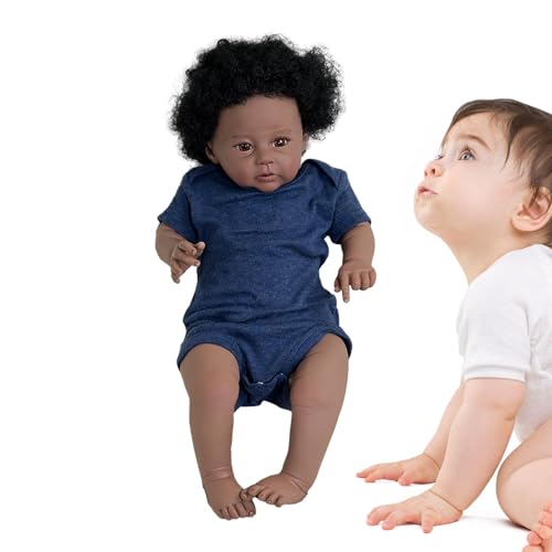 Cushangty Schwarze Reborn-Puppen,Reborn-Puppe Schwarz - Simulationspuppenspielzeug,Realistisches Kleinkind-Puppenspielzeug 20 Zoll, echt aussehendes Puppenspielzeug, echte Puppen mit weichem Körper von Cushangty