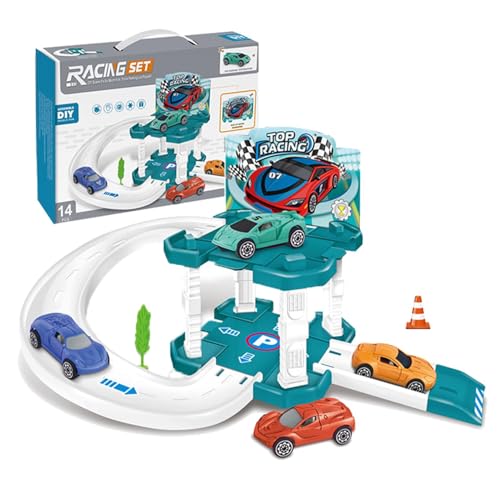 Cushangty Spielzeug-Rennstrecke,Spielzeug-Auto-Rennstrecke | Spielzeugauto-Schienenset Schienenspielzeug,Feinmotorikspielzeug, Stadtparkplatz-Spielset, Autospielzeug-Lernspiele, Lernspielzeug für von Cushangty