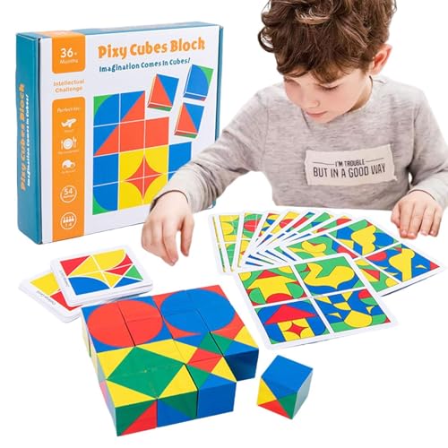 Cushangty Stapelspielzeug Würfel, Holzklötzchen-Stapelspiel - -Würfel-Brettspiel,Kinder-Spielzeug, lustiges Kinder-Puzzle-Puzzle-Spielzeug für, Mädchen, Kinder von Cushangty