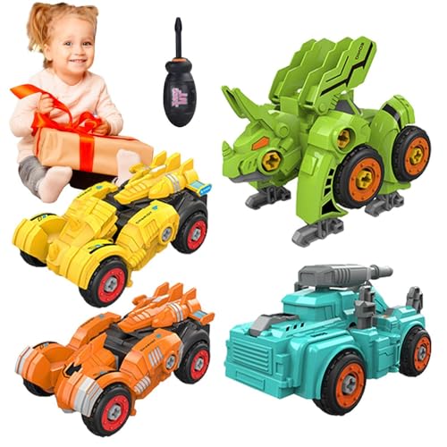 Cushangty Verwandelndes Dinosaurierspielzeug, Verwandelbarer Roboter-Rennwagen - 4X Kinder-Dinosaurier-Roboter-Transformationsspielzeug,Sicheres und harmloses verformbares Spielzeugauto, von Cushangty