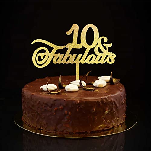 10 & Fabulous Cake Toppers Tortenaufsatz, glitzernd, goldfarben, 10. Geburtstag, Party-Dekoration, individueller Name, jedes Alter, 10. Jahrestag, Geburtstagsgeschenke für Kinder, Jungen, Mädchen, von CustonCares