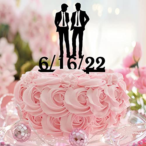 Mr & Mr Hochzeitstortenaufsatz, Silhouette, lustig, individueller Name, Hochzeit, Datum, männliches Paar, Kuchendekoration, zwei Männer, Hochzeit, Party, Gastgeschenke, homosexuell, schwules Paar, von CustonCares