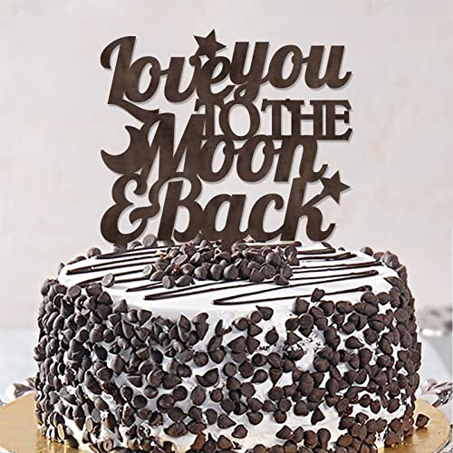 Tortenaufsätze mit Aufschrift "Love You To The Moon And Back", "Mr & Mrs", personalisierbar, romantischer Brautpaar, Kuchendekoration für Verlobung, Brautparty, Geschenk, Holz von CustonCares