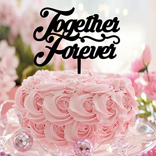 Tortenaufsatz "Together Forever", rustikales Thema, handgeschriebene, romantische Acryl-Kuchendekoration, schwarz, Jubiläumsdekoration, einzigartiges Geschenk für Mädchen und Männer von CustonCares
