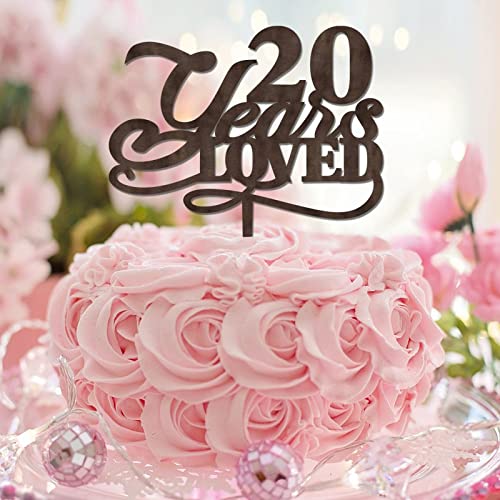 Tortenaufsatz mit Aufschrift "20 Years Loved 20 Years Anniversrary", personalisierbar, Party-Dekoration, Jahrestag, Hochzeit, Geschenke für Braut und Bräutigam, Holz von CustonCares