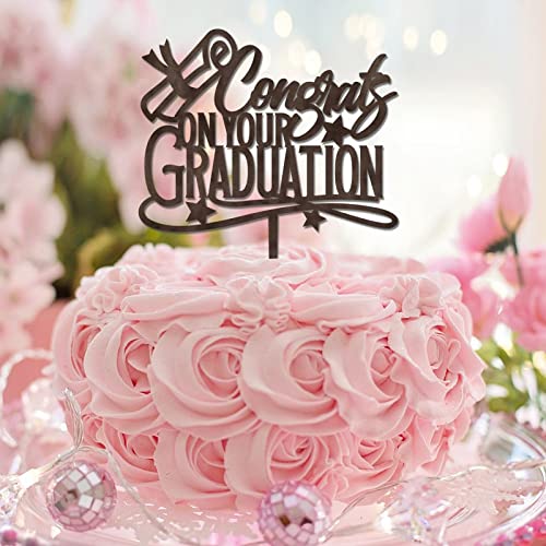 Tortenaufsatz mit Aufschrift "Congrats on Your Graduation", für Glückwunsch, Abschlussfeier, Dekoration, Kuchendekoration, Abschlussfeier, Geschenk für Damen/Herren, Holz von CustonCares