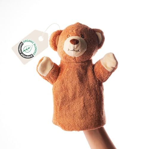 Cute Since 1999 Brauner Bär Handpuppe für Kinder ab 0 Monate - Biologische Handpuppe für Junge & Mädchen - Sachen & Geschenk für Neugeborene - Bär für Puppentheater Kinder - 26 x 20 cm von Cute Since 1999