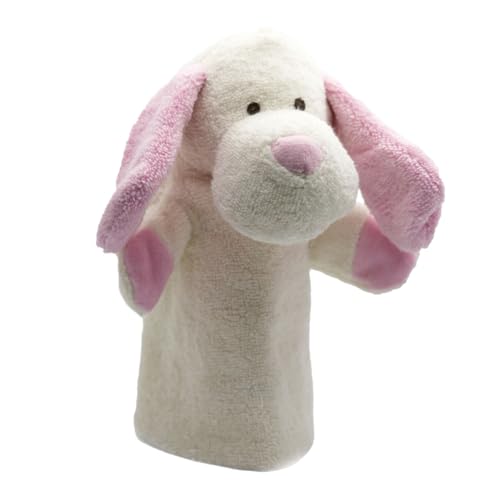 Cute Since 1999 Creme & Rose Hund Handpuppe für Kinder ab 0 Monate - Biologische Handpuppe für Junge & Mädchen - Sachen & Geschenk für Neugeborene - Hund für Puppentheater Kinder - 26 x 20 cm von Cute Since 1999