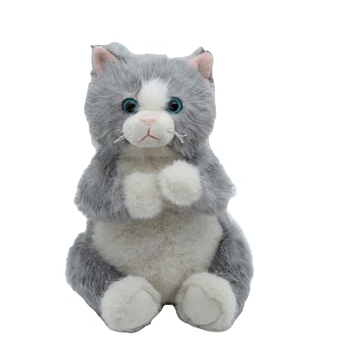 Cute Since 1999 Kuscheltier Baby ab 0 Monate - Kuscheltiere für Junge & Mädchen - Sachen & Geschenk für Neugeborene - Plüschtiere Kinder - Sitzendes Stofftiere (Graue Katze) von Cute Since 1999