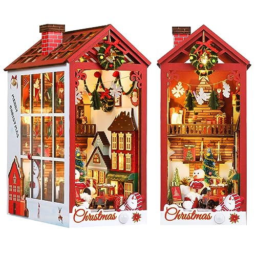 Cuteefun DIY Miniatur Haus Kit mit Möbeln, Navidad DIY Book Nook Kit, Puppenhaus Miniatur mit Möbeln, Geschenk zum Geburtstag Navidad von Cuteefun