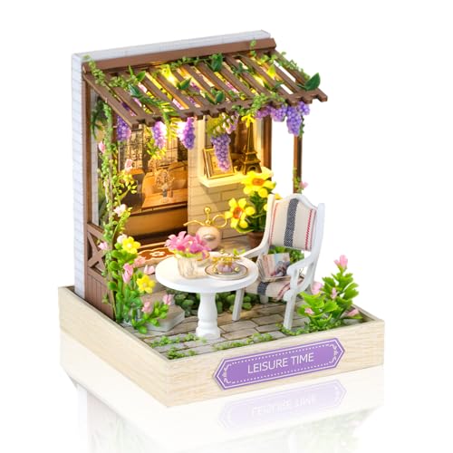 Cuteefun DIY Miniatur Haus Puppenhaus, Mini Puppenhaus mit LED, Holzhandwerk für Erwachsene Teenager zum Bauen, Geburtstag (Freizeit) von Cuteefun