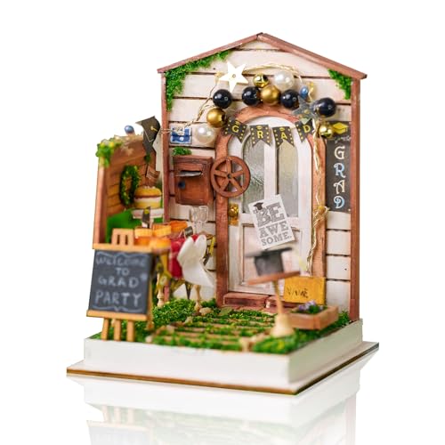 Cuteefun DIY Miniatur Haus Puppenhaus, Mini Puppenhaus mit LED, Holzhandwerk für Erwachsene Teenager zum Bauen, Geburtstag (Willkommen zur Party) von Cuteefun