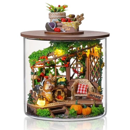 Cuteefun DIY Miniatur Haus Puppenhaus Kit, DIY Holz Traum Flasche Kit mit Staubabdeckung, Handgemachte Handwerk für Erwachsene, Kreative Raum, Geschenk, Weihnachtsfeier (EIN Moment der Fülle) von Cuteefun