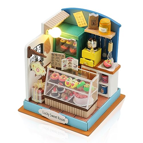 Cuteefun DIY Puppenhaus Miniatur, Miniatur Haus Selber Bauen, Kleine Deko Puppen Haus Kit mit Werkzeugen Bastelset für Geburtstag Weihnachten (Lucky Sweet Zimmer), WC-PH-1467 von Cuteefun