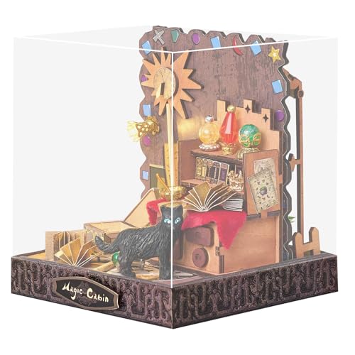 Cuteefun DIY Puppenhaus Miniatur Haus für Anfänger zum Bauen, Miniatur Puppenhaus zum Selber Bauen, Minaturen Häuser Kit mit Werkzeugen, Bastelset Häuschen Holz (Zauberhafte Kabine) von Cuteefun