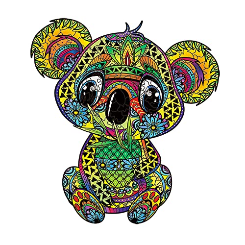 Cuteefun Holzpuzzle für Erwachsene Einzigartiges Tierform 3D Puzzle DIY Formpuzzle Süßer Tier Koala Puzzle 215 Teile für Familie Geschenk(A4 Größe) von Cuteefun