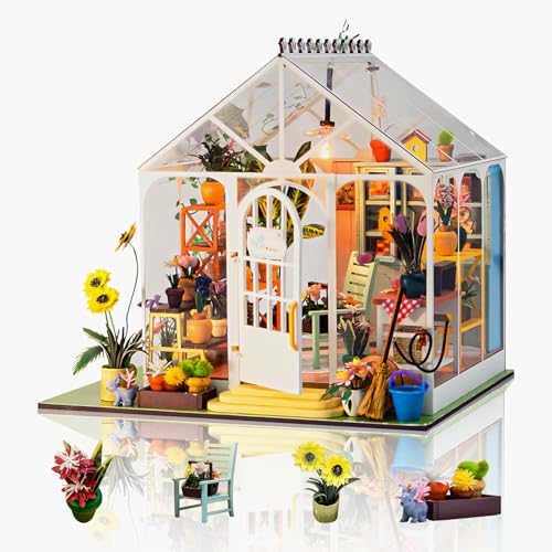 Cuteefun Miniatur DIY Puppenhaus Bausatz für Erwachsene zum Bauen von DIY Handwerkshaus Modellbausatz mit Möbel und Werkzeug Machen Sie Ihr eigenes kreatives Geschenk (Blumen Haus) von Cuteefun