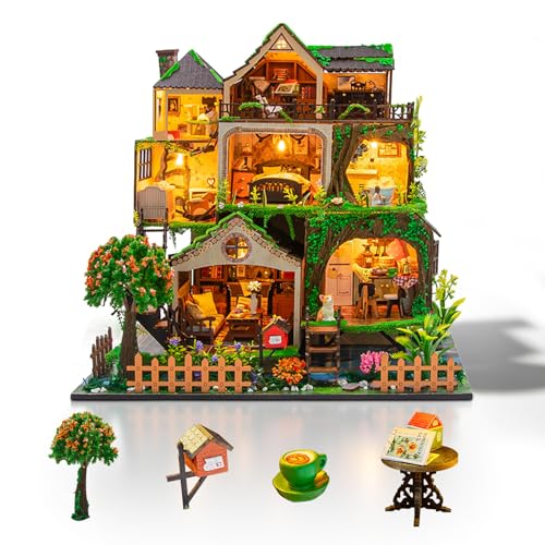 Cuteefun Miniatur Haus Märchenwald, DIY Miniature House Selber Bauen mit Tastsensoren Licht, 3D Holz Puzzle & Buchstütze, Home Deko Cuteefun Miniatur Haus Märchenwald, DIY Miniature House Selber Bauen mit Tastsensoren Licht, 3D Holz Puzzle & Buchstütze, Home Deko von Cuteefun