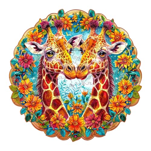 Cuteefun Puzzle Holz für Erwachsene, Einzigartige Geformte Tier Puzzle Giraffe für Geburtstagsgeschenk Vatertag (A4 Größe) von Cuteefun