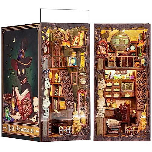 Cutefun Book Nook Miniatur Puppenhaus Kit,DIY Bücherecke Puppenhaus Bibliothek Bücherregaleinsatz Kit with LED Light Magic Pharmacist (SZ05) von Cutefun